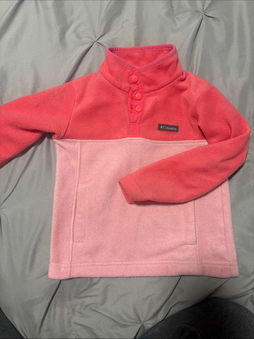 Columbia Girls Coral and Light Pink Snap Fleece Pullover